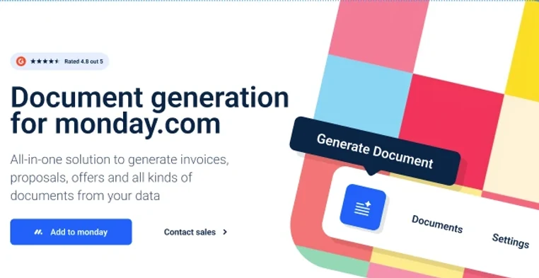 DocuGen document generation for monday.com hero visual