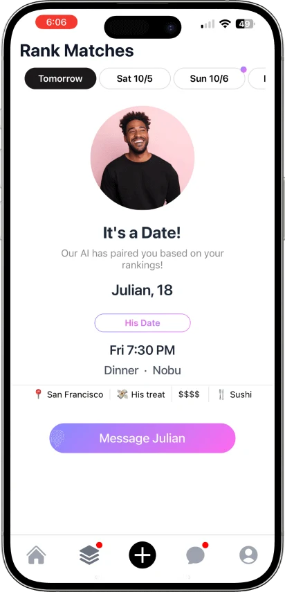 Flirt confirmed date screen