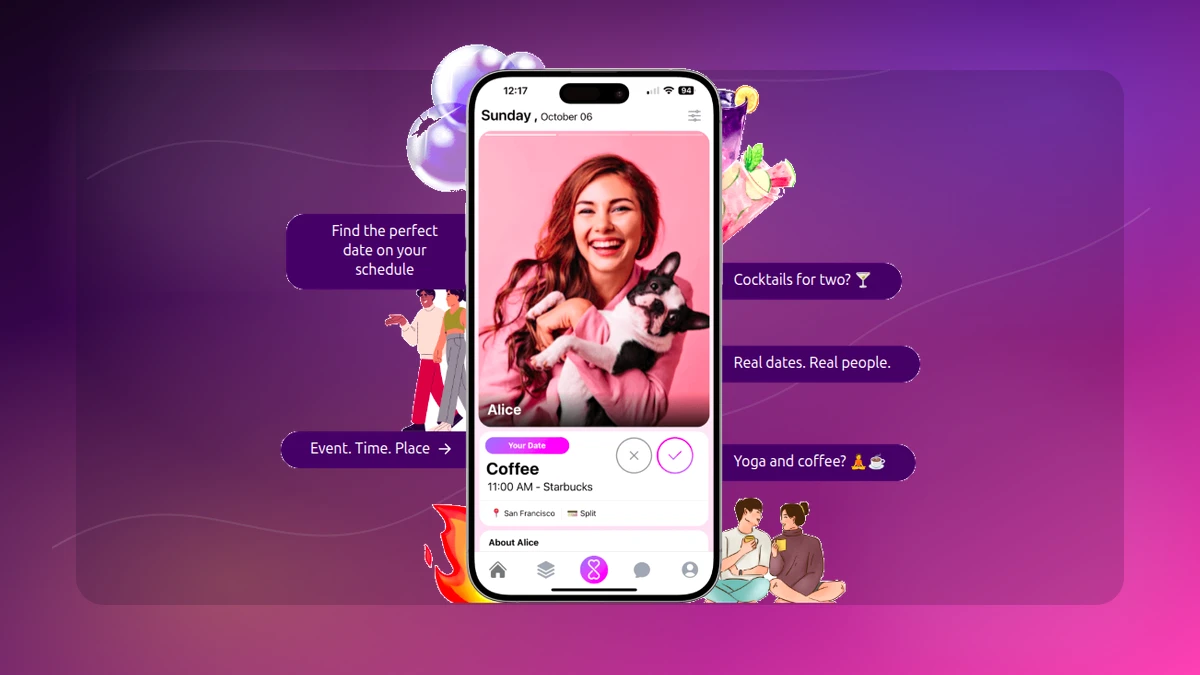 Flirt date idea mobile app visual