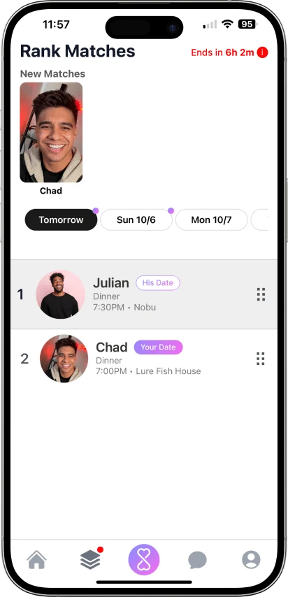 Flirt rank matches screen